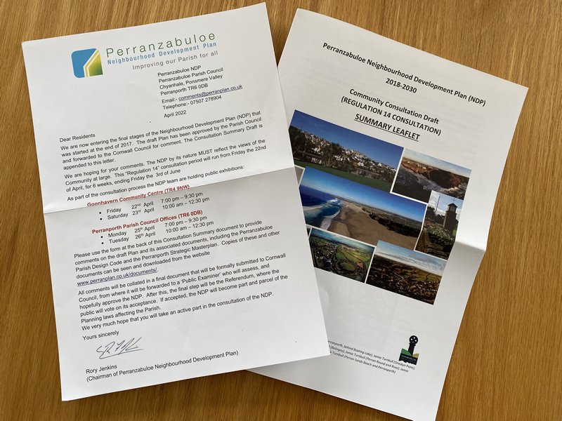 Cover letter and Summary Leaflet sent to all households in the parish